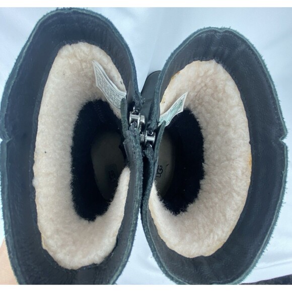 UGG Lorna Boots Womens 5.5 Black Leather Shearling Lined Waterproof - Picture 7 of 13